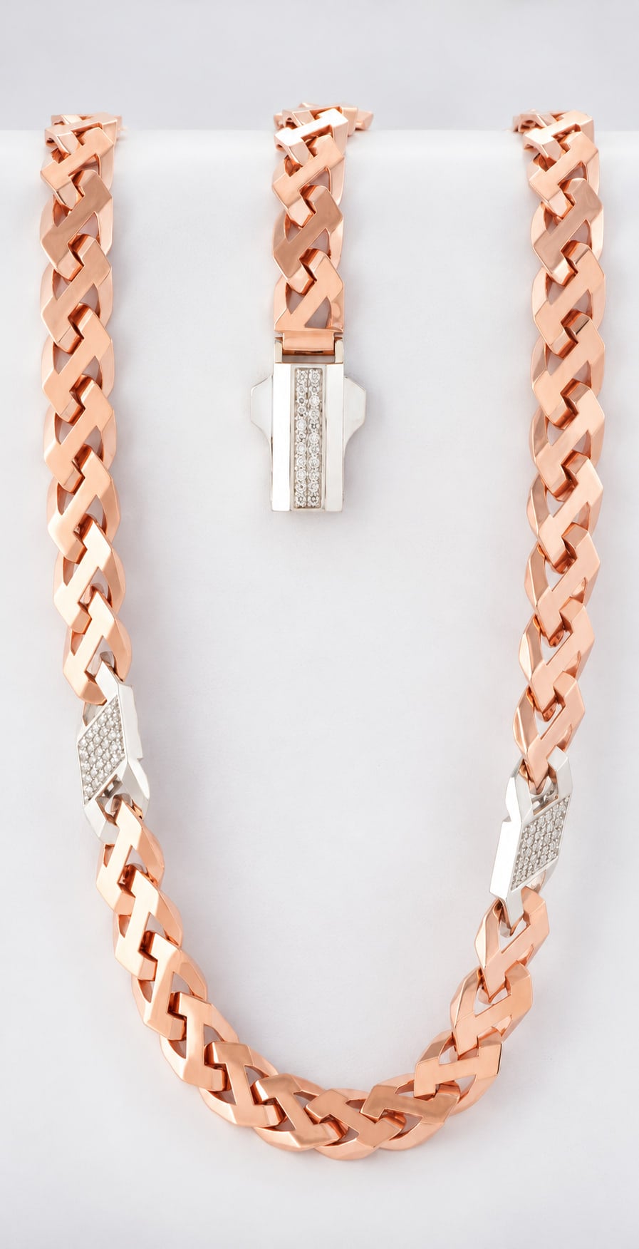 Rose gold link chain with stone-set accents